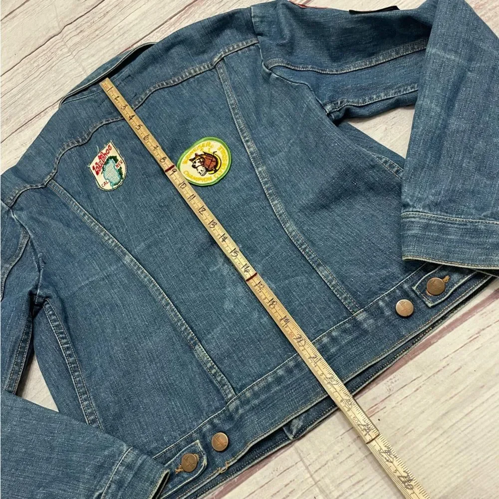 Wrangler Vintage 1970s Jean Jacket Size 40 = Modern US Medium Patches Blue - Picture 7 of 11
